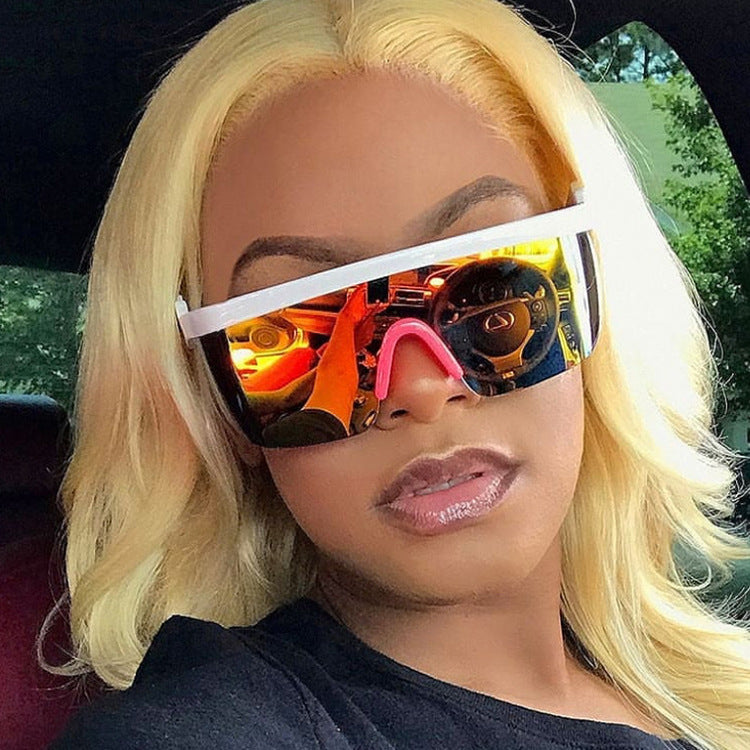 Real Film One Piece Sunglasses Oversized Frame Sunglasses