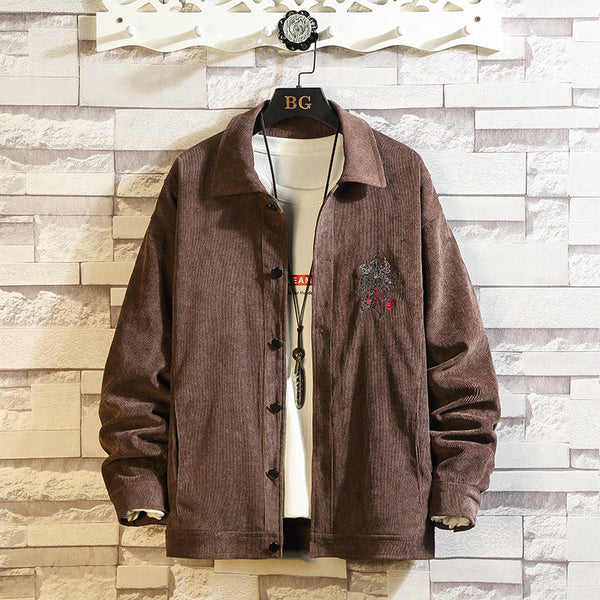 japanese Style Corduroy Embroidered Jacket