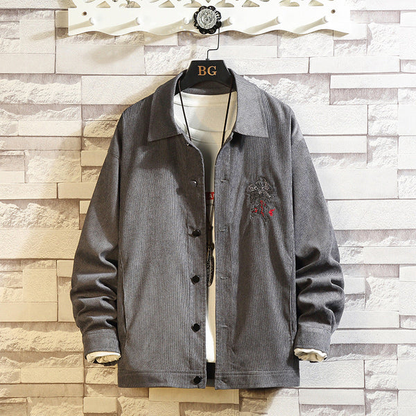 japanese Style Corduroy Embroidered Jacket