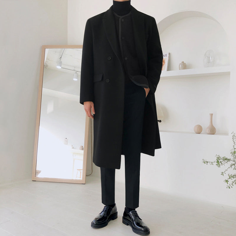 Men's British Style Winter Woolen trench Coat