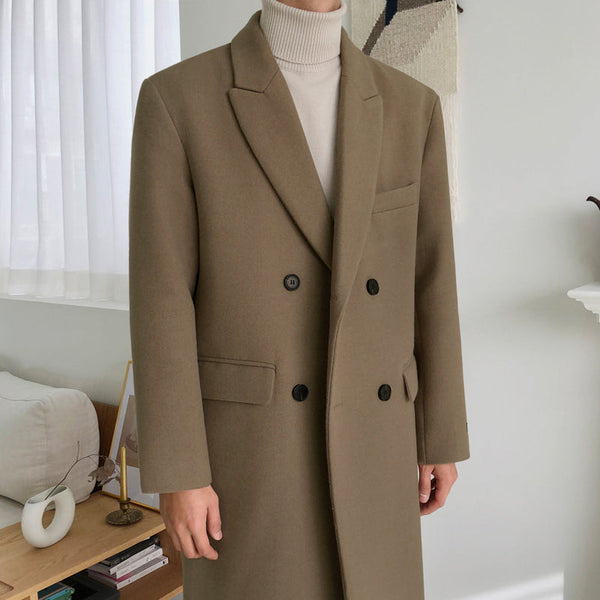 Men's British Style Winter Woolen trench Coat
