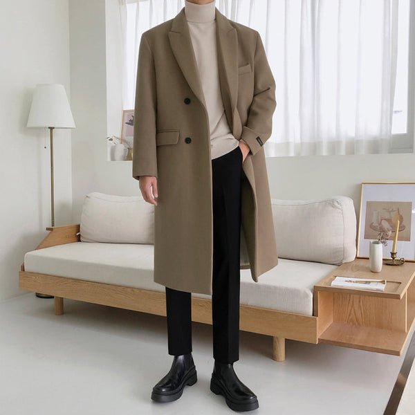 Men's British Style Winter Woolen trench Coat