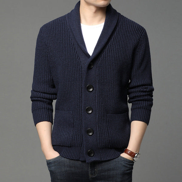 Trendy Lapel Men's Knitted Cardigan