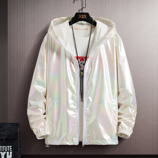 New Men's Shiny Sunscreen Hooded Jacket