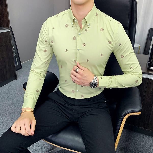 Men's Floral Shirt Slim Casual