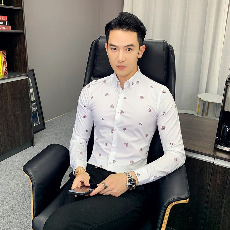 Men's Floral Shirt Slim Casual