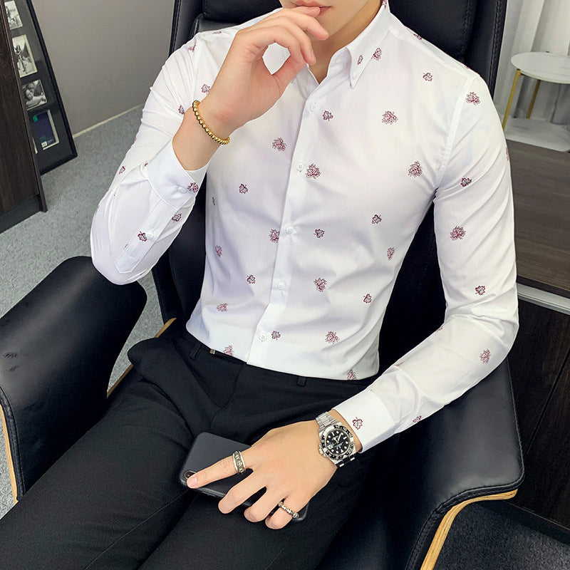 Men's Floral Shirt Slim Casual