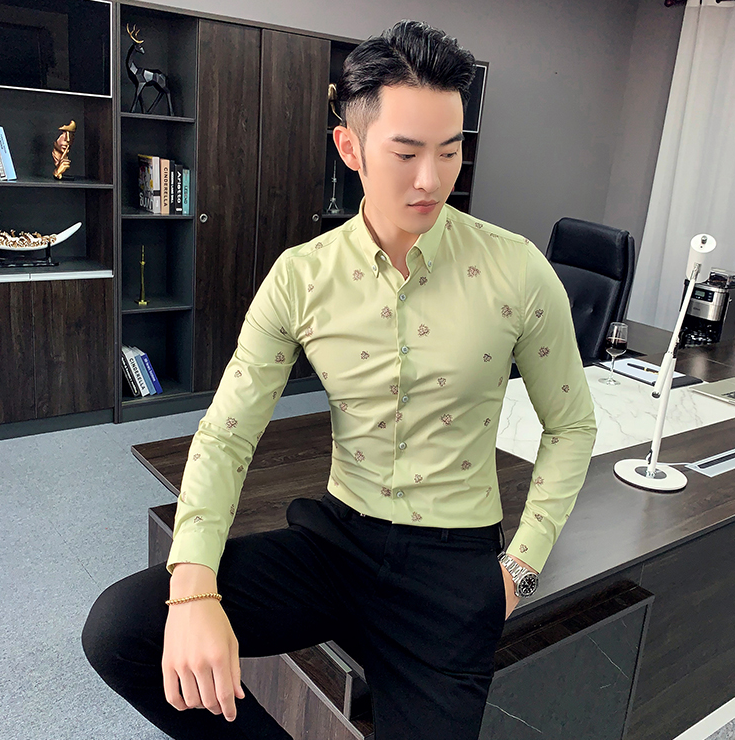 Men's Floral Shirt Slim Casual