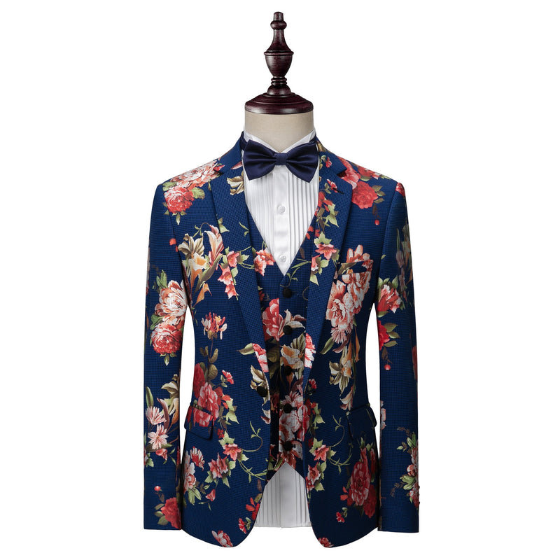 Men's printed dress suit three-piece suit for men
