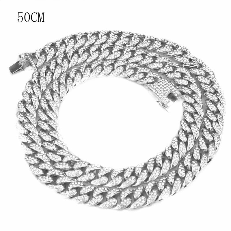 Hip-Hop Domineering Diamond Large Gold Cuban Chain Necklace