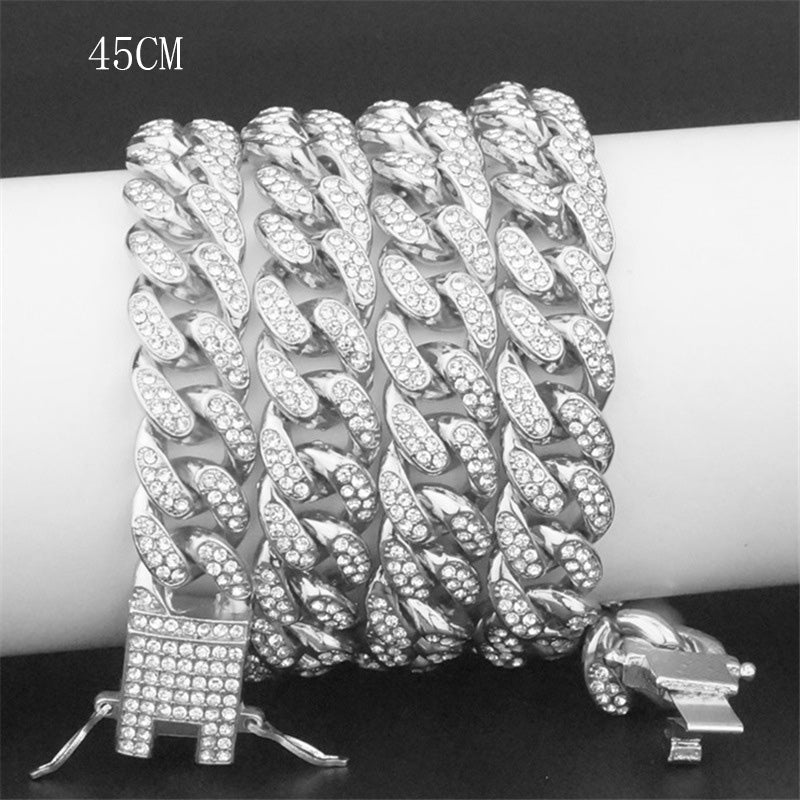 Hip-Hop Domineering Diamond Large Gold Cuban Chain Necklace