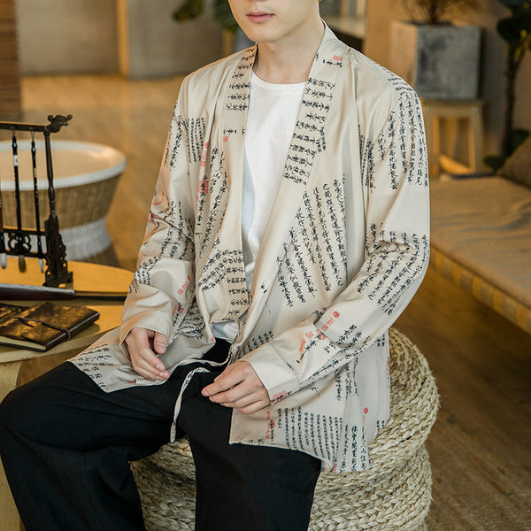Loose large size printed Hanfu thin casual cardigan