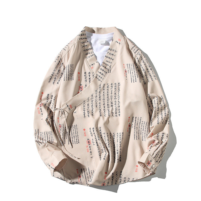 Loose large size printed Hanfu thin casual cardigan