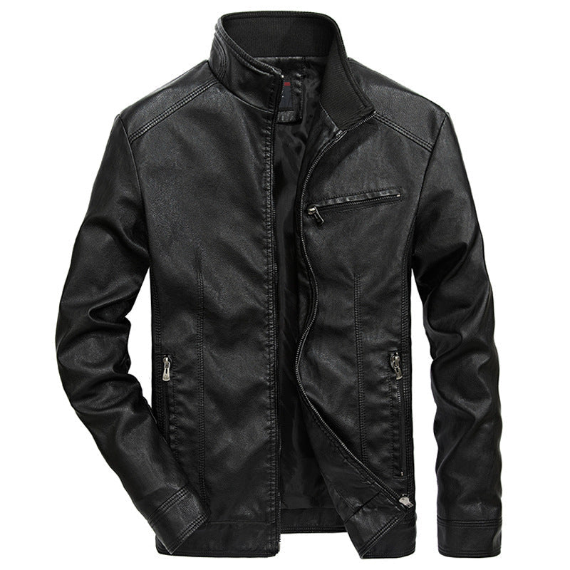 Men's Spring And Autumn Locomotive Thin Leather Jacket