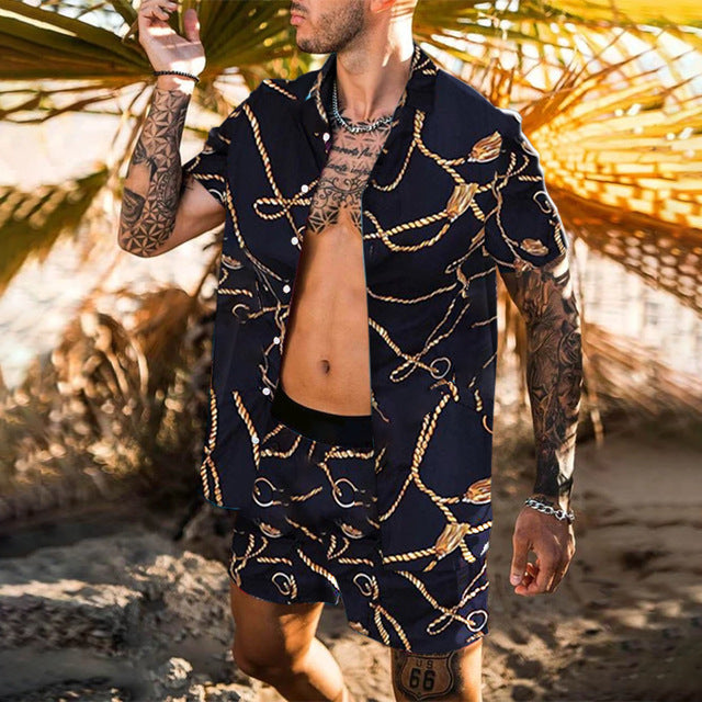 Floral Shirt Beach Two Piece summer set men