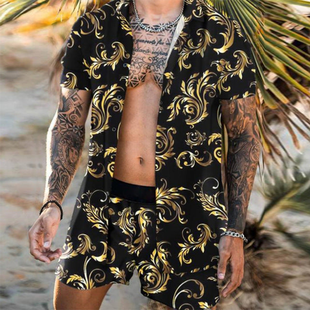 Floral Shirt Beach Two Piece summer set men