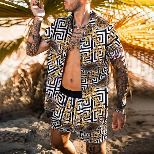 Floral Shirt Beach Two Piece summer set men