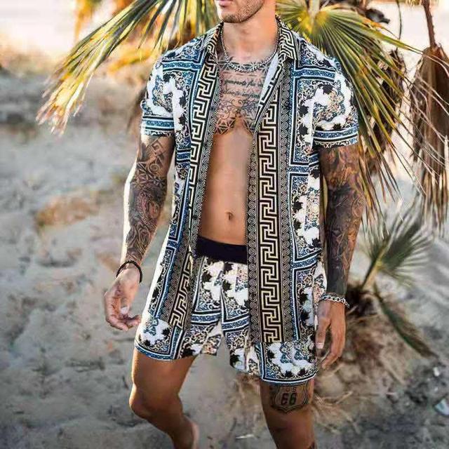 Floral Shirt Beach Two Piece summer set men