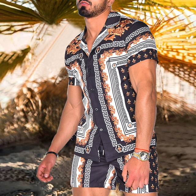 Floral Shirt Beach Two Piece summer set men