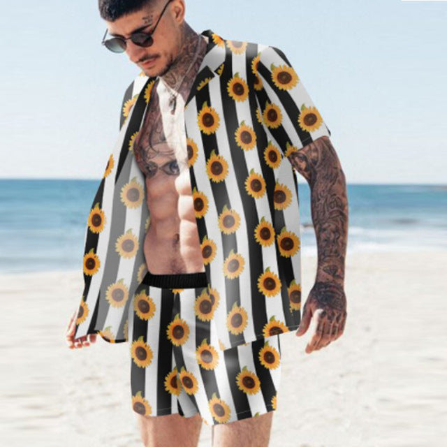 Floral Shirt Beach Two Piece summer set men