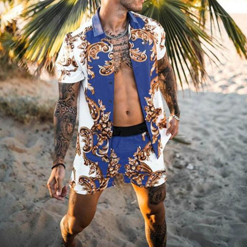 Floral Shirt Beach Two Piece summer set men