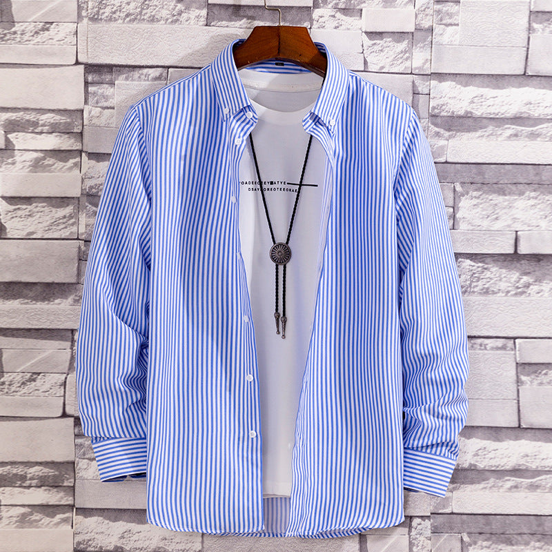 Casual Printed Long-sleeved Shirt Men's Peach Skin