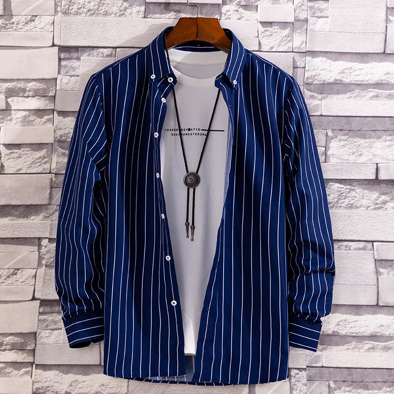 Casual Printed Long-sleeved Shirt Men's Peach Skin