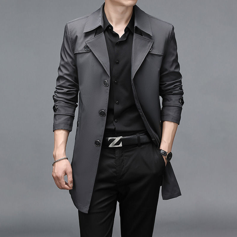 Windbreaker Men's Mid-length Casual Business Men's Suit Jacket