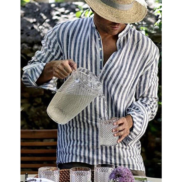 Men's Long Sleeve Shirt Printed Linen striped shirt
