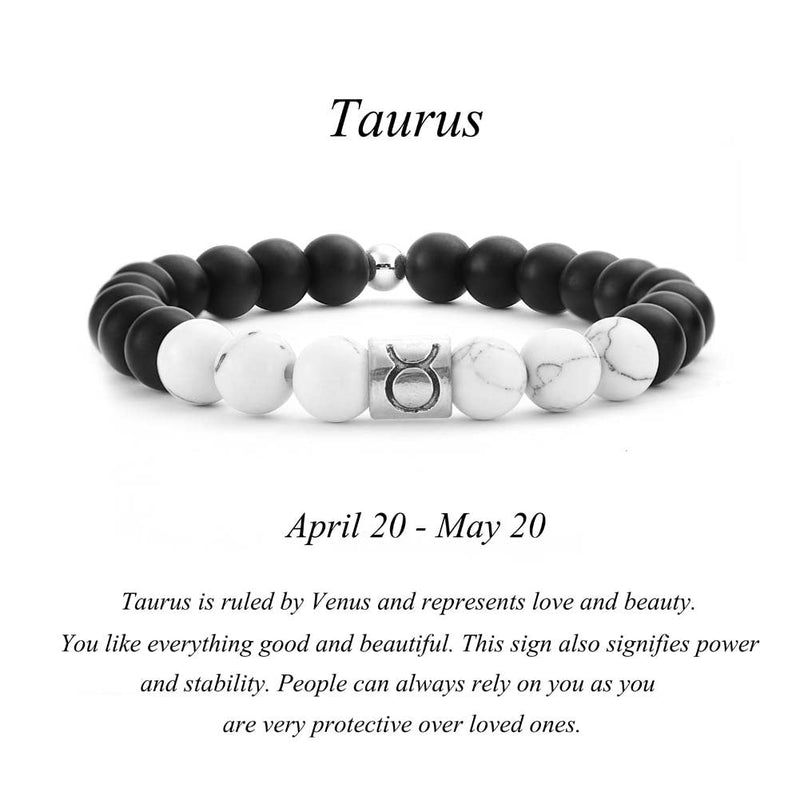 Frosted Black Agate White Turquoise Couple Bracelet