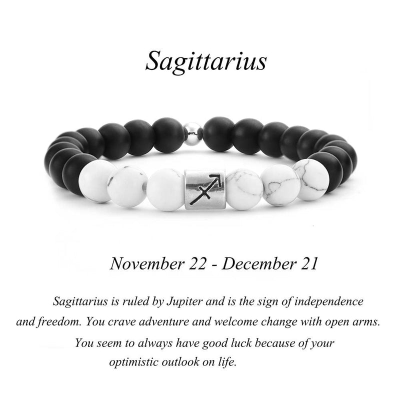Frosted Black Agate White Turquoise Couple Bracelet