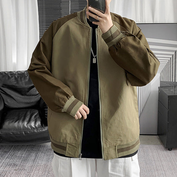 Men's Casual Baseball Uniform Stand Collar Jacket