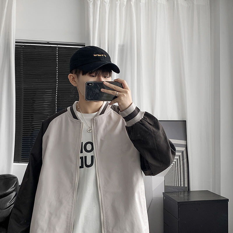 Men's Casual Baseball Uniform Stand Collar Jacket