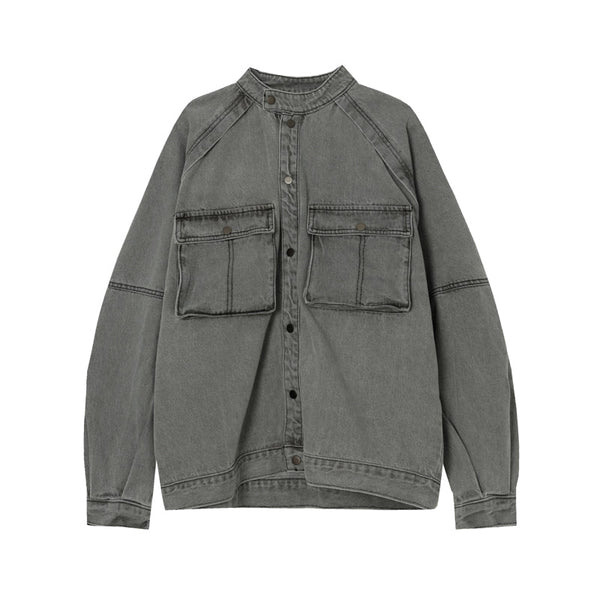 Multi-pocket Vintage Washed Denim Jacket