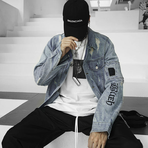 Loose-Embroidered Jean Jacket