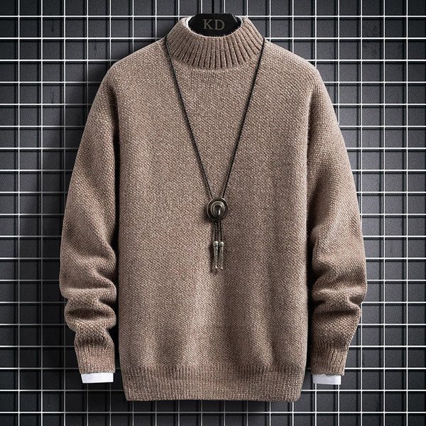 Winter Plus Fleece Thickened Student Middle Collar Warm Bottoming Sweater
