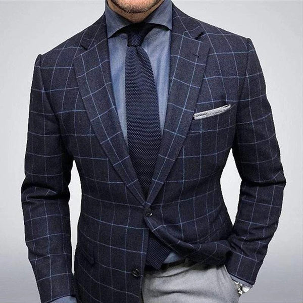 European and American Style Plaid Casual blazer Men