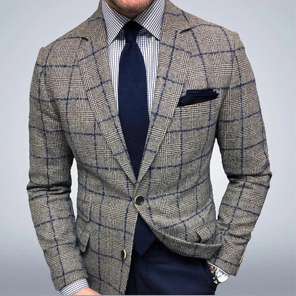 European and American Style Plaid Casual blazer Men