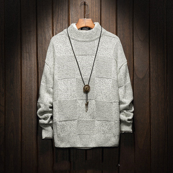 Half Turtleneck Checkered Sweater
