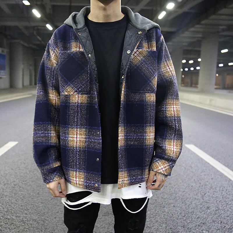 Hooded Flannel Shirt Jacket