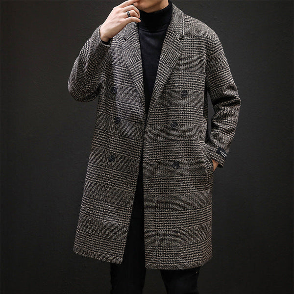 long plaid trench coat