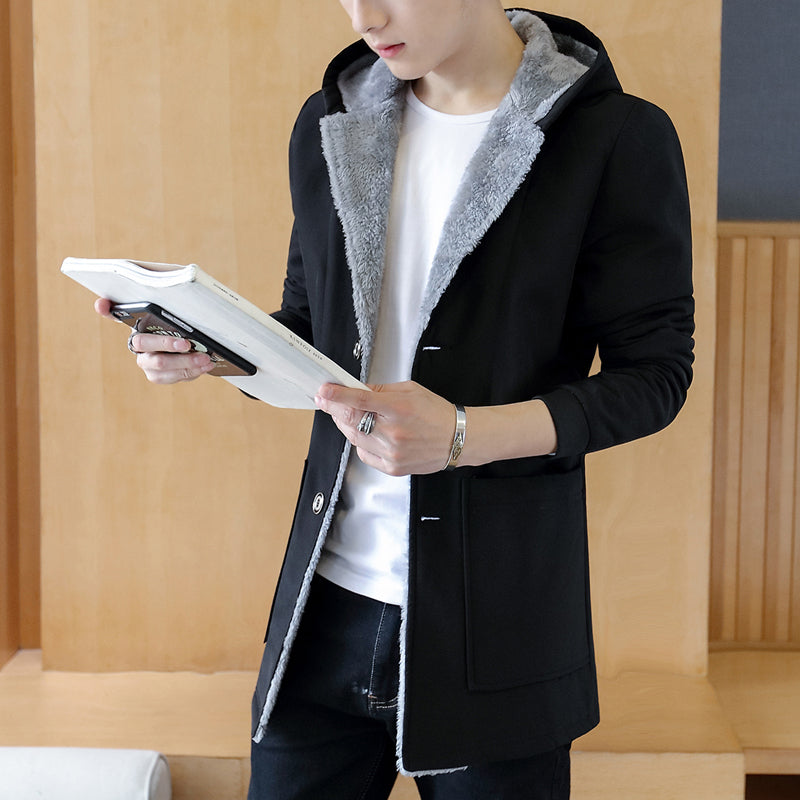 Hooded Plus Velvet Coat