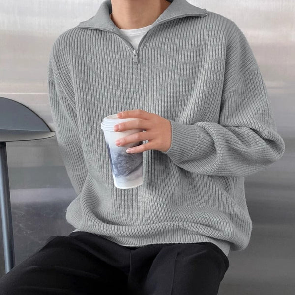 Men's Half Turtleneck Zipper Pullover sweater