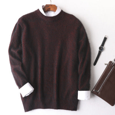 New Cashmere Men's Round Neck Loose Thick Mink Sweater