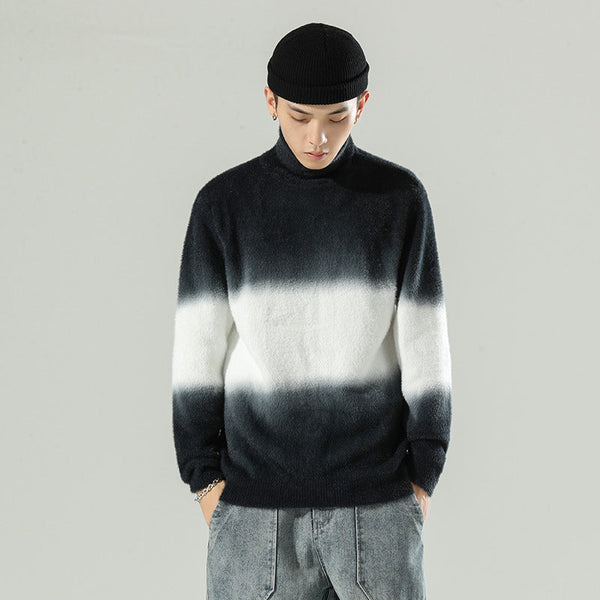 Base Shirt High Neck Casual Gradient Sweater