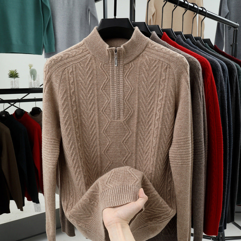 Men's Half Turtleneck Zipper Sweater