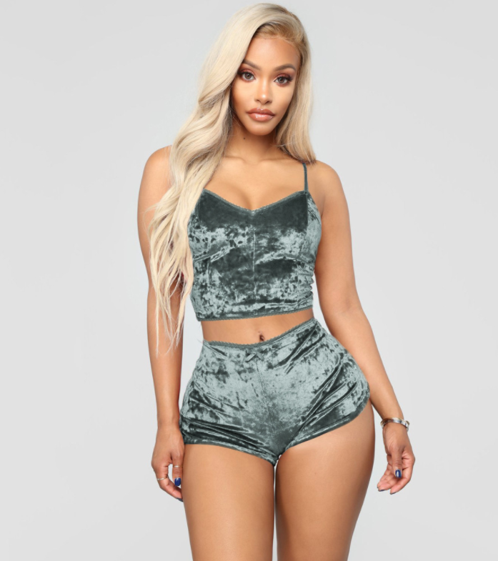 sexy lady Velvet Suspender Suit