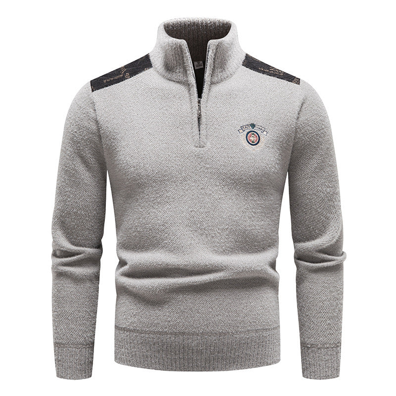 Velvet Stand Collar Thickened Men's Sweater