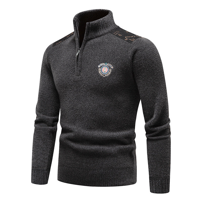 Velvet Stand Collar Thickened Men's Sweater