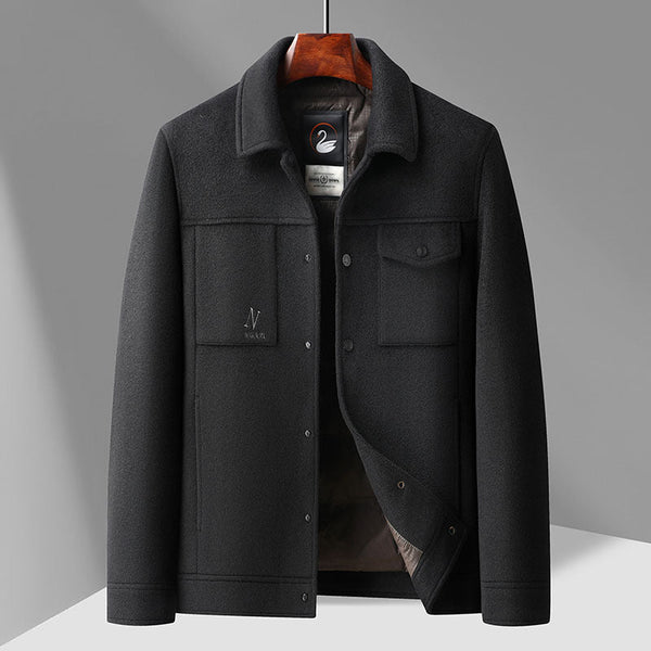Autumn And Winter Men's Lapel Detachable Down Feather Liner Wool Workwear Jacket
